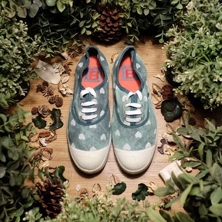 [ LIZcolor ] 全新法國Bensimon帆布鞋全面五折/Tennis系列/愛心漸層款綠色