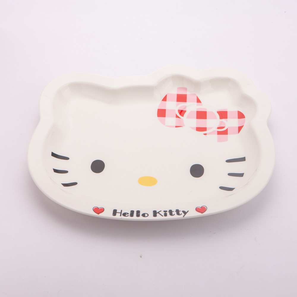【生活工場】Hello Kitty造型陶瓷盤-10吋(格紋款)