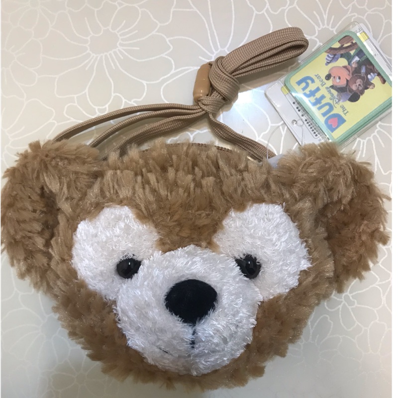 日本 迪士尼樂園 Duffy 達菲熊頭型 零錢包 證件 票夾 斜背包