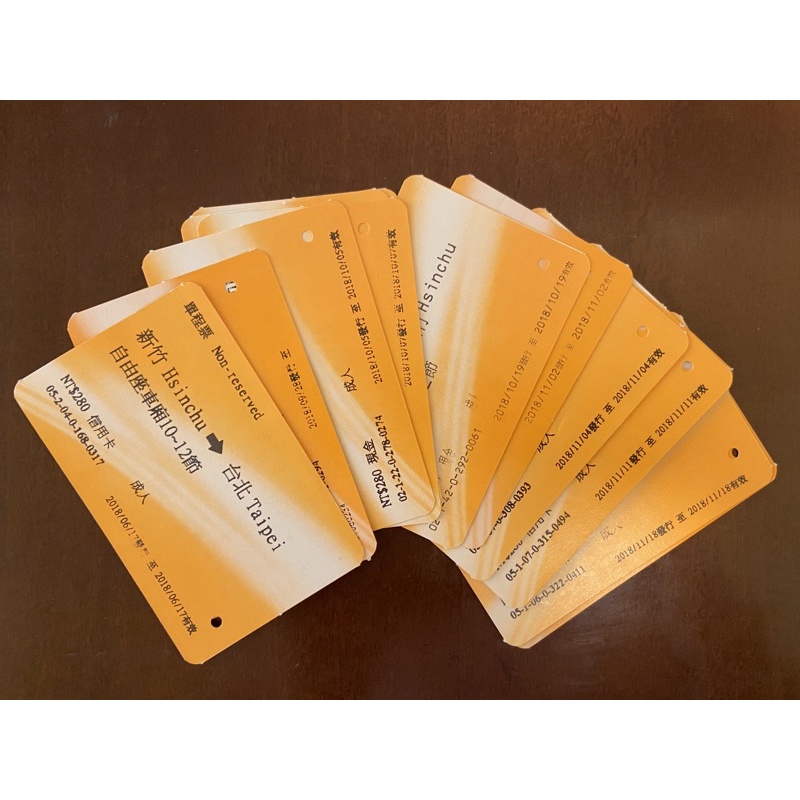 台鐵高鐵票根 紀念票根 新竹～台北✨2018 2019 2020 特定日期請詢問喔！二手票根 手帳可用💓