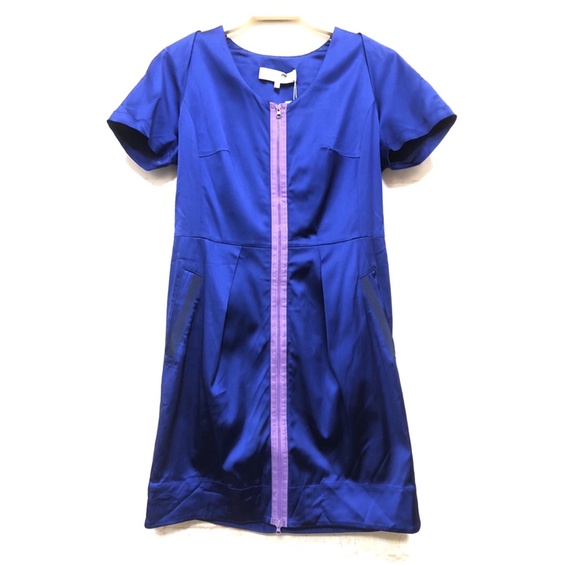 設計師品牌 KAO MEIFEN 高美芬 藍紫色 洋裝 肩膀拉鍊造型 附腰帶 有口袋 全新 吊牌在 S號 （9號）