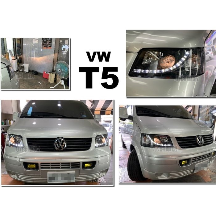 小傑車燈-新 福斯 VW T5 03 04 05 06 07 08 09 LED R8 頭燈 燈眉 黑框 魚眼 T5大燈