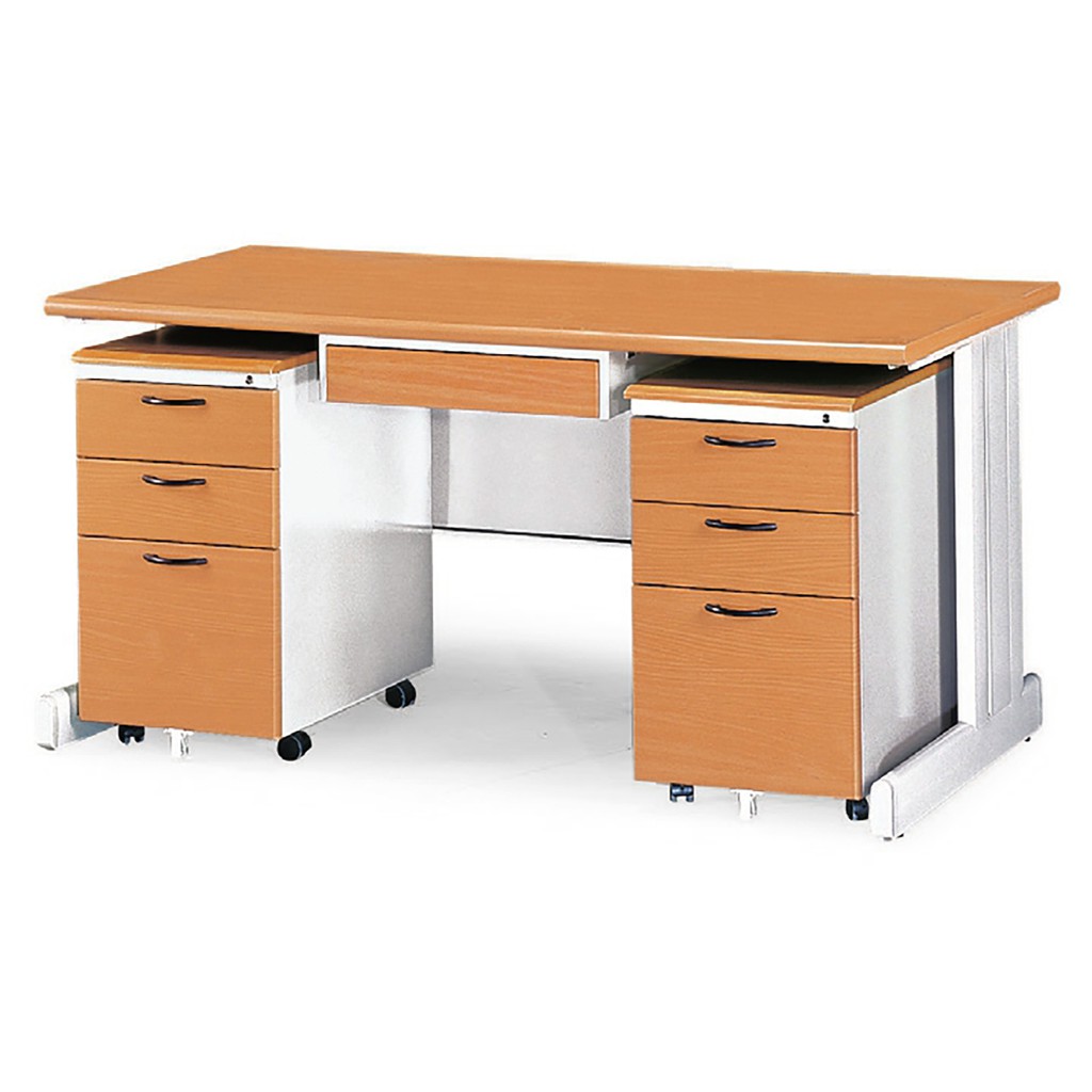 【DL OA】HU主管桌、辦公家具、辦公桌(木紋色、灰白腳)(整組)(台中市區免運費)
