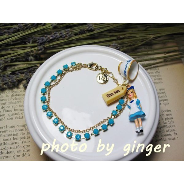 【ginger】Les Nereides N2 (現貨)愛麗絲咖啡杯藍色串珠雙鍊手鍊 手環