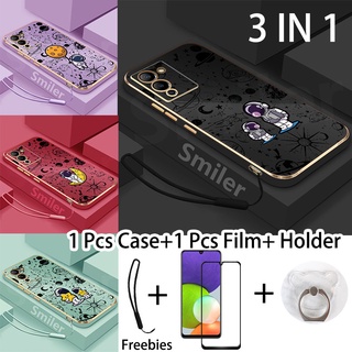 3 合 1 Infinix Note 12 G96 金色電鍍掛繩手機殼,帶鋼化玻璃曲面陶瓷螢幕保護膜和支架矽膠軟印 NA