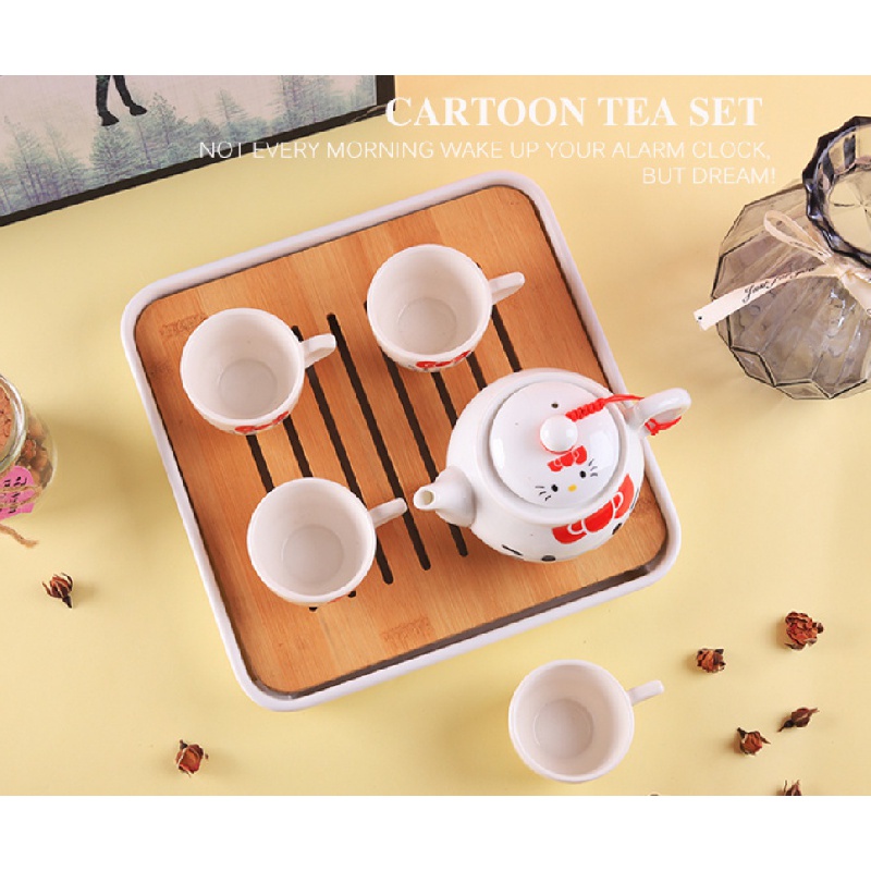 日式茶具 茶具組 茶器 功夫茶具 KT貓陶瓷茶壺茶杯  沖茶神器 下午茶茶壺 陶瓷杯 咖啡杯 牛奶杯 免運