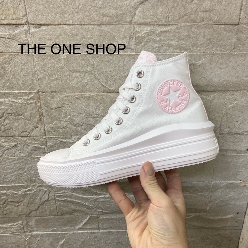 TheOneShop Converse MOVE 厚底 增高 高筒 白色 粉色 白粉 小白鞋 帆布鞋 571577C