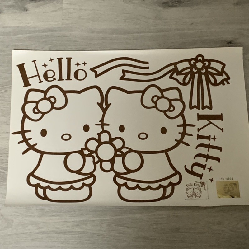 咖啡色 雙子 hello kitty 凱蒂貓 不沾黏重複壁貼 台灣製造