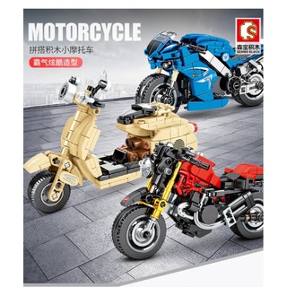 『台灣現貨』拚裝積木小摩托車模型 模型積木 機車積木 小摩托積木模型 機車模型 兒童益智拼裝積木模型 親子遊戲 森寶積木