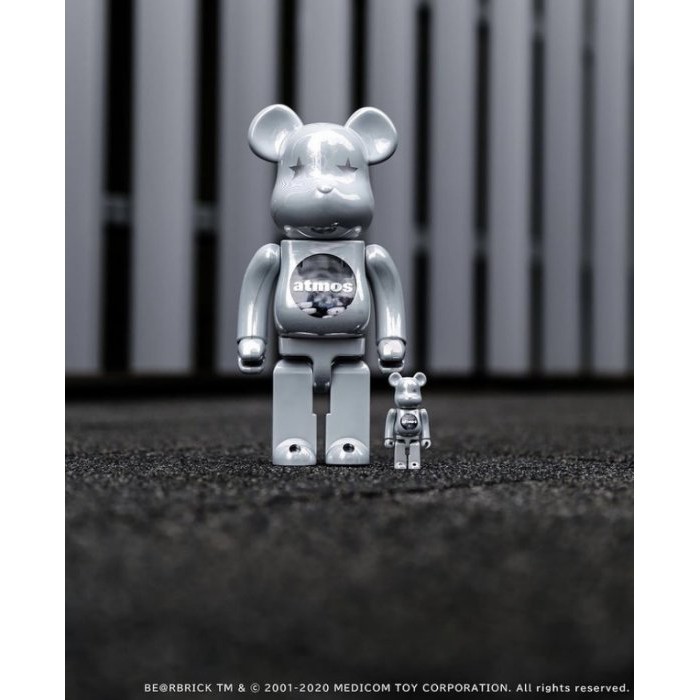 全新現貨 BE@RBRICK ATMOS WHITE CHROME 電鍍銀 100％ ＆ 400％