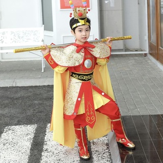♤◈❧上新 角色扮演服裝 孫悟空兒童服裝 齊天大聖美猴王表演孫悟空衣服刺繡套裝六一表演服