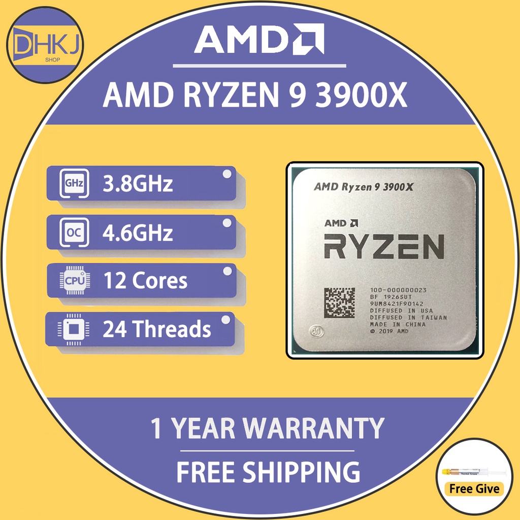 二手 AMD Ryzen 9 3900X R9 3900X 3.8 GHz 十二核 24 線程 CPU 處理器 7NM