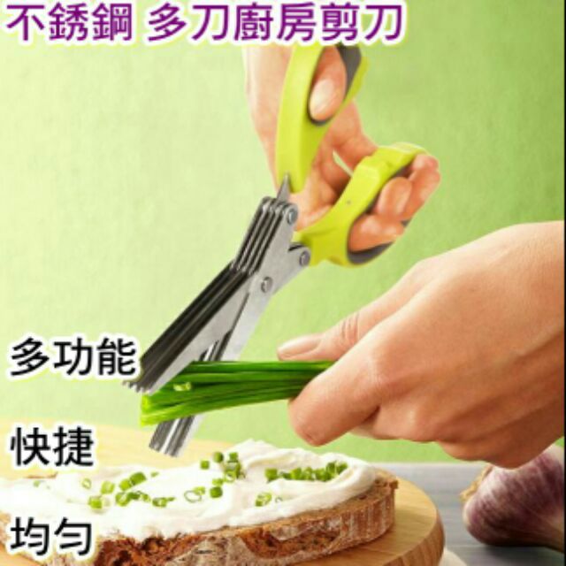不銹鋼 多刀廚房剪刀蔥花5層剪刀/ 麵條紫菜碎食剪 保密碎紙剪子
（不含運）