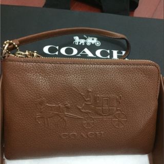 Coach 手拿包 馬車壓紋logo零錢包 卡包