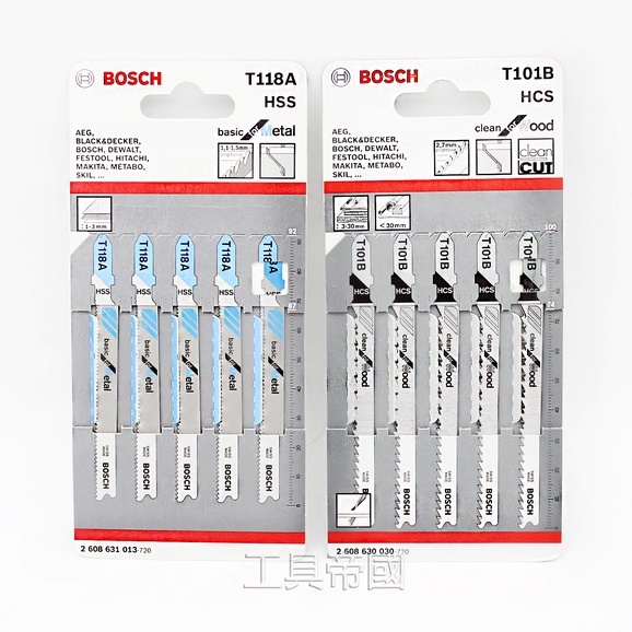 【工具帝國】瑞士製 博世 BOSCH 線鋸片 線鋸條 軍刀鋸片 T101B T118A 替刃 木用/鐵用 5入組