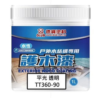 德寶塗料 戶外水性護木漆 TT360-90L 平光 透明 1公升瓶裝