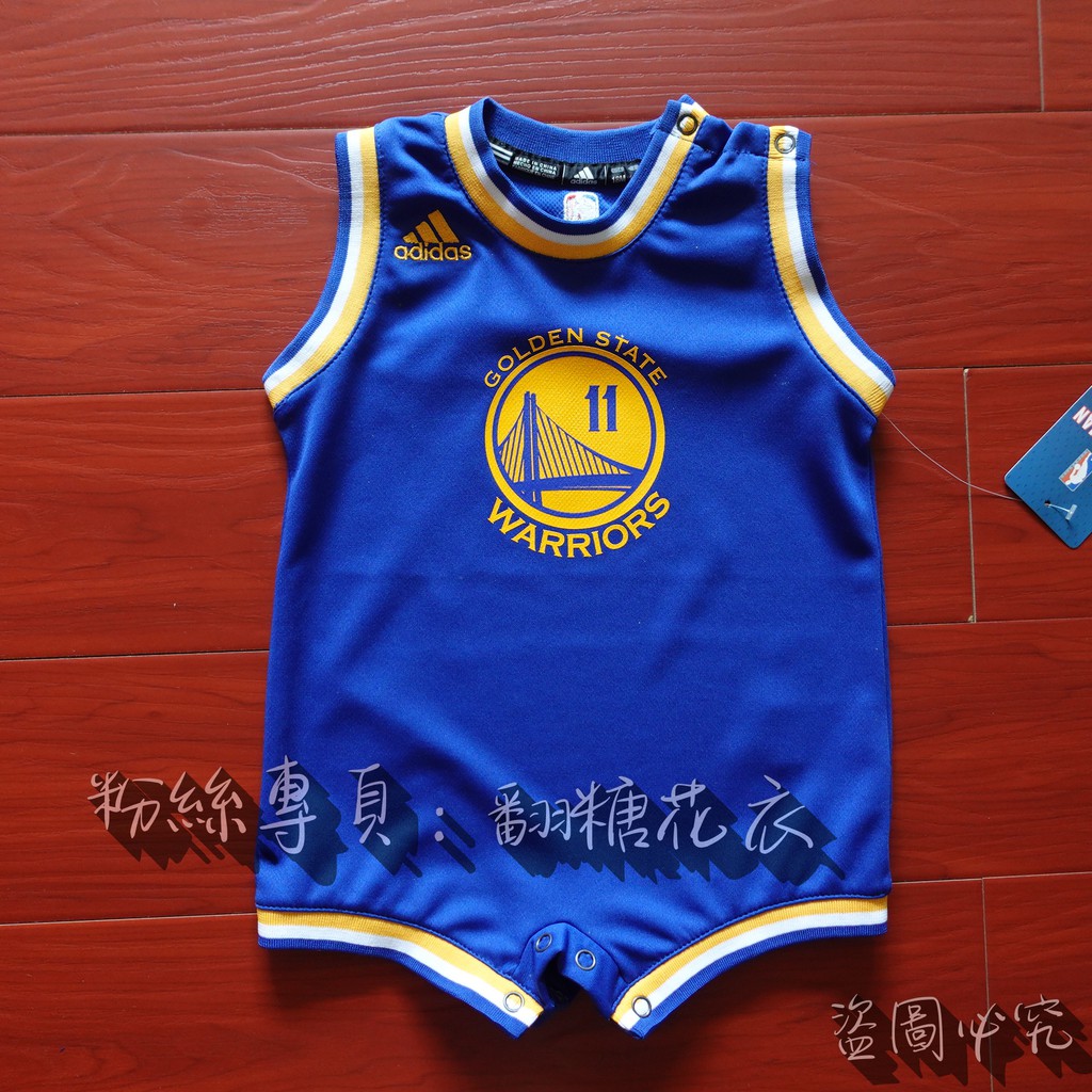 美國NBA官網ADIDAS正品 嬰幼兒 包屁衣 球衣THOMPSON CURRY 湯普森庫里勇士隊