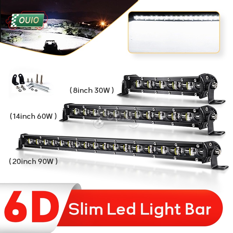 6d 26 英寸 120W 單排超薄 Led 燈條 6500K 12V 24V 斑點洪水組合越野車越野車 ATV 工作燈