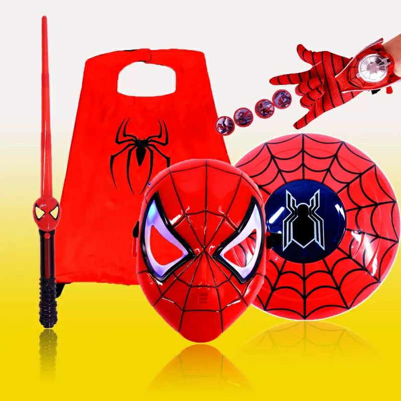 🌈現貨🌈復仇者聯盟玩具蜘蛛人盾牌聲光劍披風發光面具發射器 萬聖節道具💥小比玩具💥