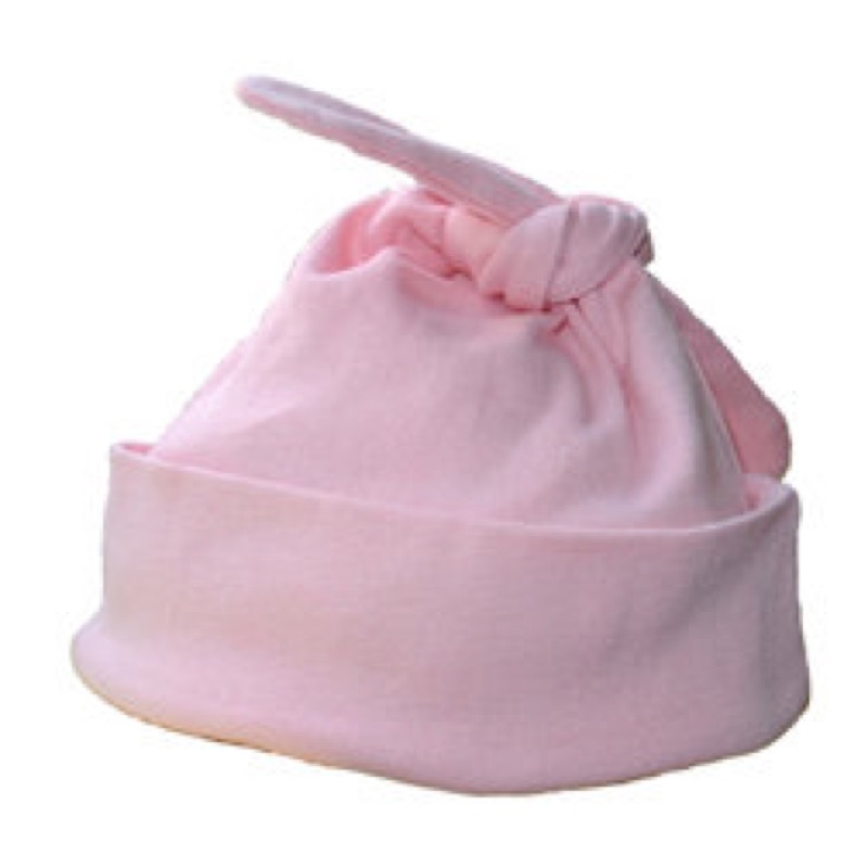 大清倉!!100%埃及有機棉美國Sckoon-嬰兒粉紅結蒂帽/嬰兒禮品禮盒