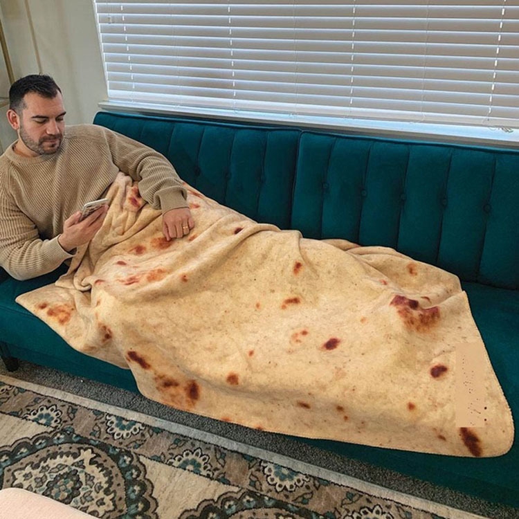 現貨Tortilla Blanket 墨西哥捲餅毯子玉米燒烤毯法蘭絨蓋毯 小毛毯 蓋被 burrito blanket