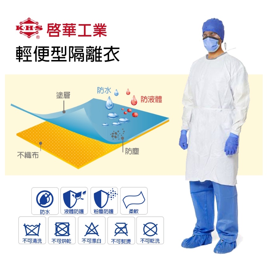 ⭐現貨⭐【啟華】醫療用衣物-AAMI Level1醫療用輕便型隔離衣(未滅菌)(台灣製造)