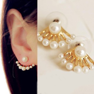 ♠♥多買多優惠♠♥1對女性可愛水晶珍珠 耳釘 前後耳環
