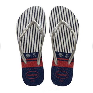 現貨/24/12 新品 HAVAIANAS SLIM NAUTICAL 白底銀帶色 女款