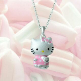 Hello kitty純銀S925一套四件項鏈耳環戒指手鏈