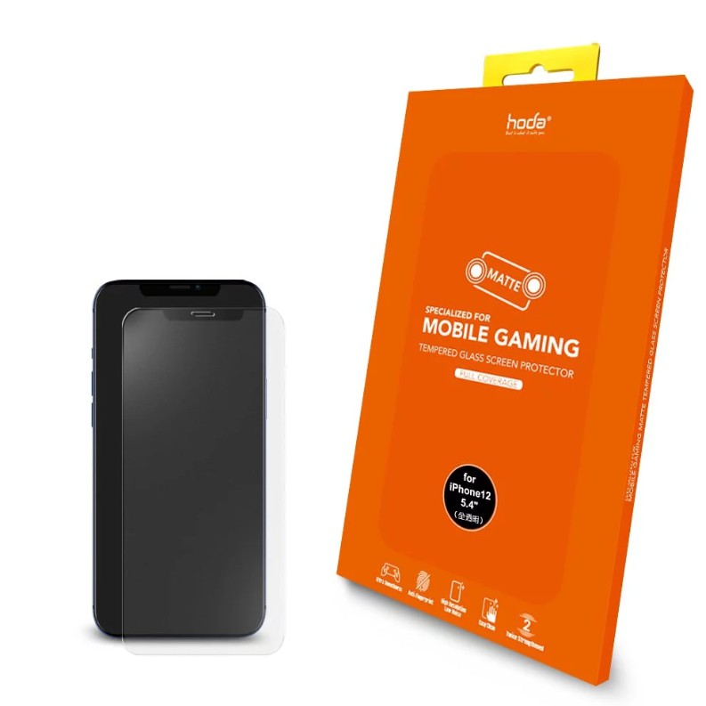 熱銷款【HODA好貼】iPhone 12 pro max 12 mini手遊專用霧面磨砂防眩光黑框滿版玻璃保護貼 免運