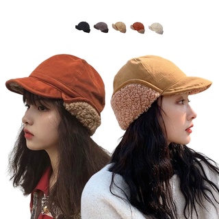 現貨-韓國ins風羊羔毛可折疊護耳帽子女秋冬季保暖加厚雷鋒帽飛行員帽