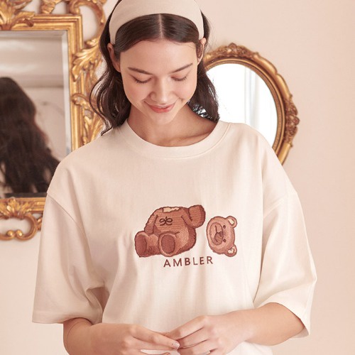 [Ambler] - 男女通用的 韓國 100％正品  - 宽松款 T 恤 'Oops Bear 2022 SS