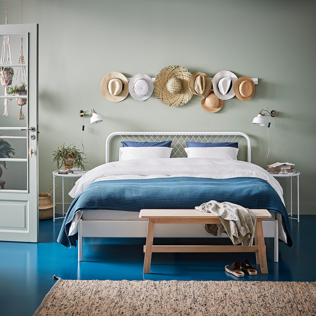 北歐工業LOFT風格IKEA宜家NESTTUN雙人床框床架附luröy床底板條/白/二手八成新/原$6399特$3880