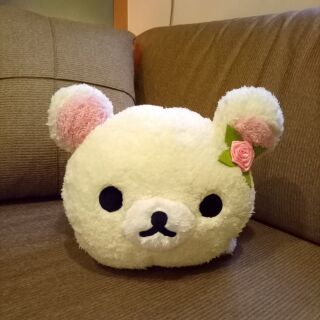 Rilakkuma 拉拉熊 小白熊 娃娃 休閒熊 日本 景品 大娃娃 玩偶 抱枕 白色 絨毛 絨毛娃娃 熊 玫瑰花 玫瑰