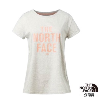 5折【美國 The North Face】女款 柔軟舒適短袖快排衫 機能性吸濕排汗衣/乳白 3CJS