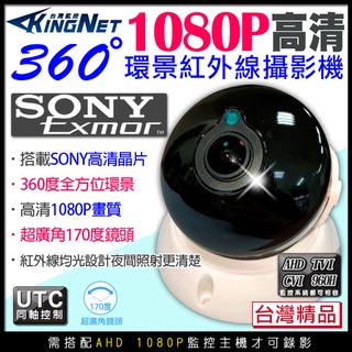 監視器 全景 170度 環景 SONY晶片 AHD 1080P 紅外線 室內半球攝影機