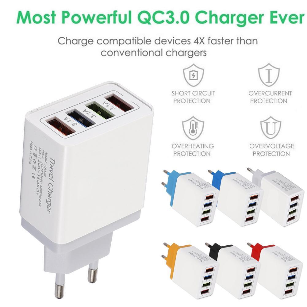 4 端口快速充電壁式充電器 Qc 3.0 Usb Hub 電源適配器插頭