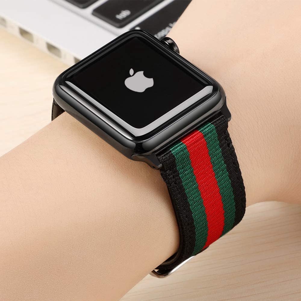 適用於Apple Watch 40/44mm 蘋果手錶錶帶 經典條紋錶帶 兼容iwatch SE/3/4/5/6代