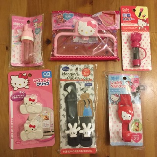 正版迪士尼米奇汽車掛勾、Hello kitty 印章印鑑、冰箱磁鐵夾