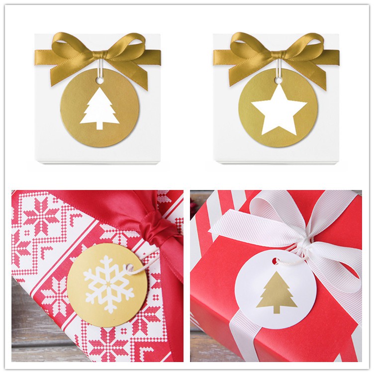 聖誕節 金色吊牌 吊卡 包裝禮物 聖誕樹 雪花 簡約 佈置 禮品送禮 手工商品 DIY 包裝材料 現貨