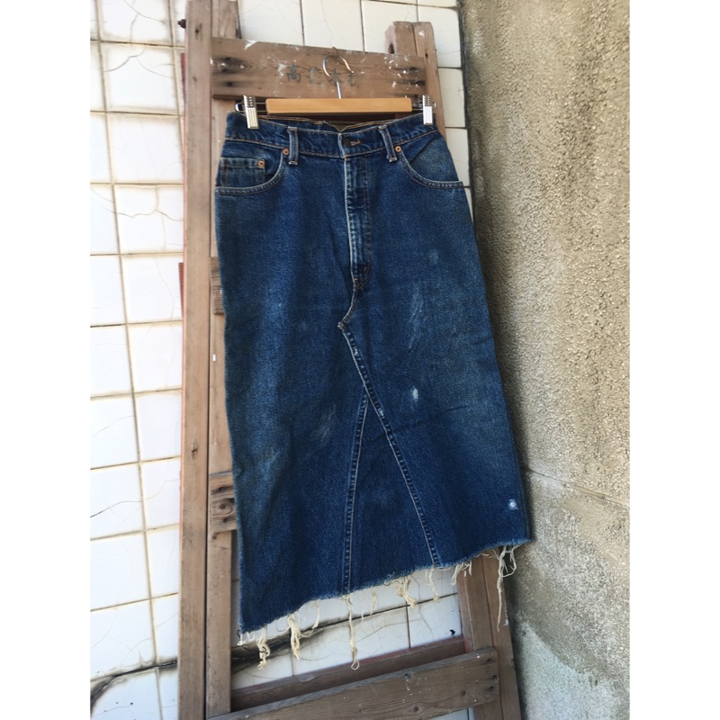 W28 深色 Levis 拼接 二手牛仔裙 505 自改 牛仔長裙