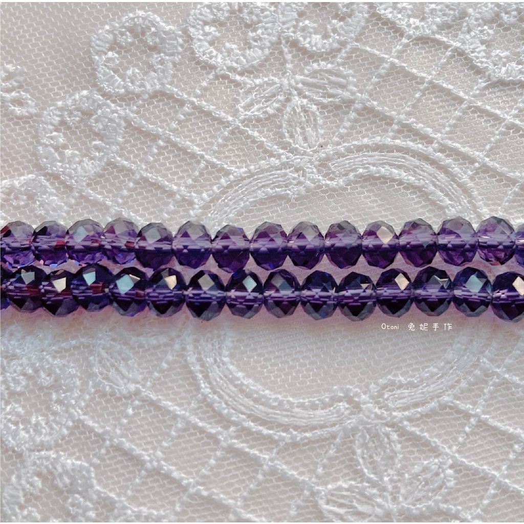 【Otoni 🐰】日本進口🇯🇵 切割玻璃珠 6mm 透明深紫色 飛碟珠 鈕扣珠 手作材料 串珠 耳環