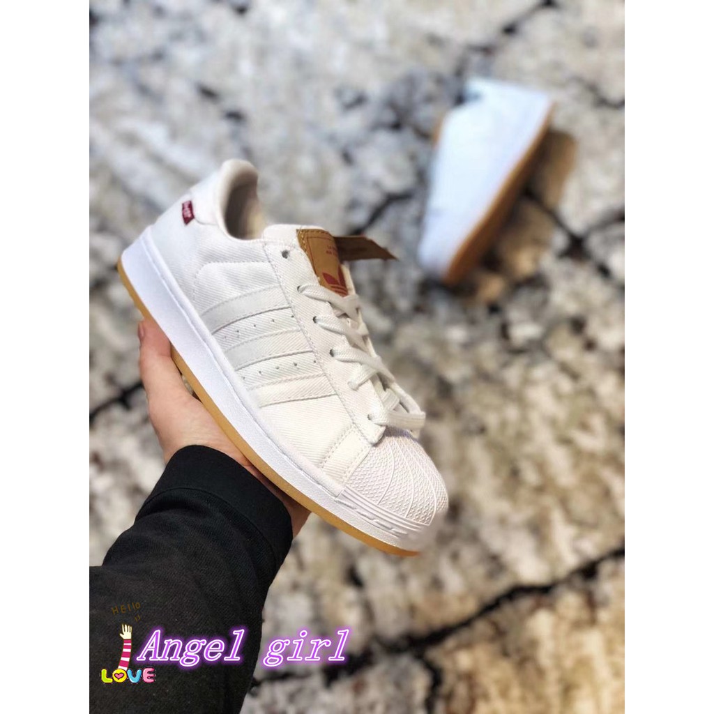 愛迪達同款Levi's x Adidas superstar 貝殼頭經典板鞋“李維斯白牛仔”休閒鞋運動鞋男女同款| 蝦皮購物