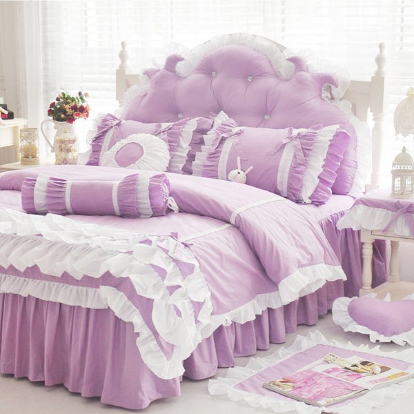 標準雙人床罩 公主風床罩 菲兒 淺紫 蛋糕床裙床罩 結婚床罩 床裙組 荷葉邊床罩 佛你企業