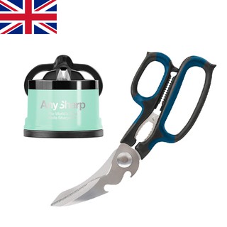 英國【ANSHARP】萬用廚房剪刀 買就送 任意磨刀器-開心果綠 [臺灣總代理]（英國亞馬遜評鑑第一名）