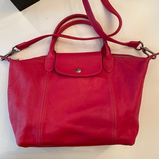 LONGCHAMP Le pliage Cuir 小型短提把羊皮摺疊兩用包