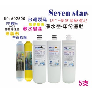 OCEAN濾心卡式PP綿質活性炭濾心套組  淨水 RO 過濾 貨號 602600 Seven star淨水網