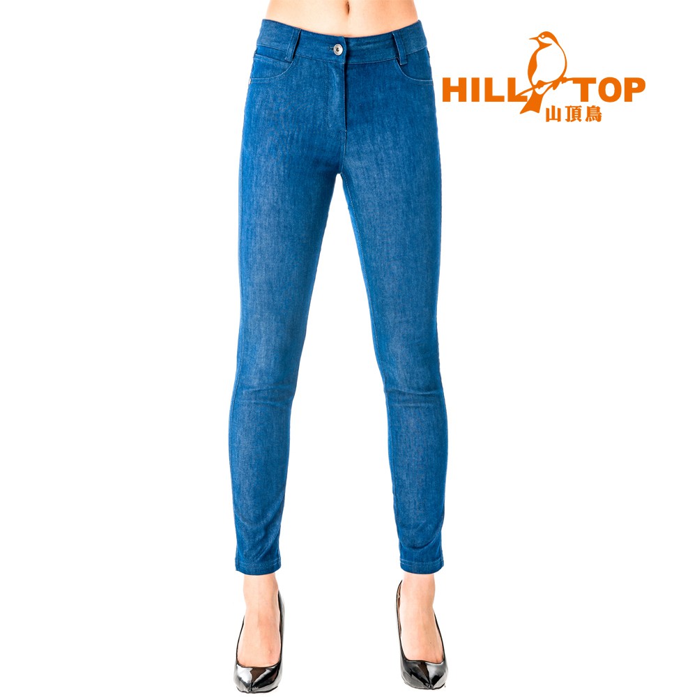 【Hilltop山頂鳥】女款吸濕排汗彈性牛仔褲S07FF7-深藍