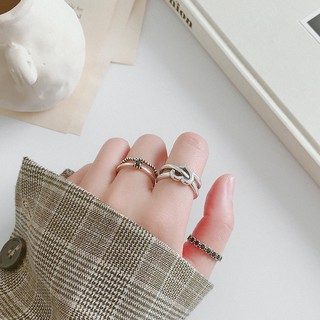 韓國個性做舊復古一箭穿心開口戒指S925百搭ins風純銀指環