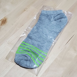 全新 灰色襪子 綠線 淺灰 螢光綠 24cm